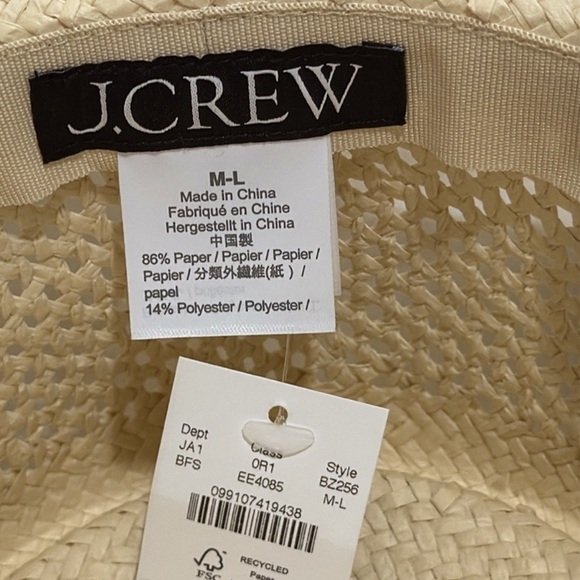NWT J. Crew Open Weave Straw Hat sz M/L Natural Straw Color - Picture 2 of 6